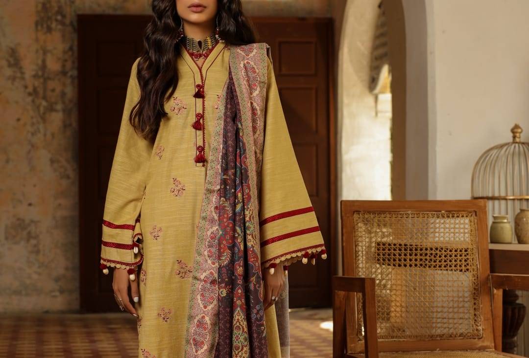 Salitex Mina 3 Piece Unstitched Embroidered Khaddar