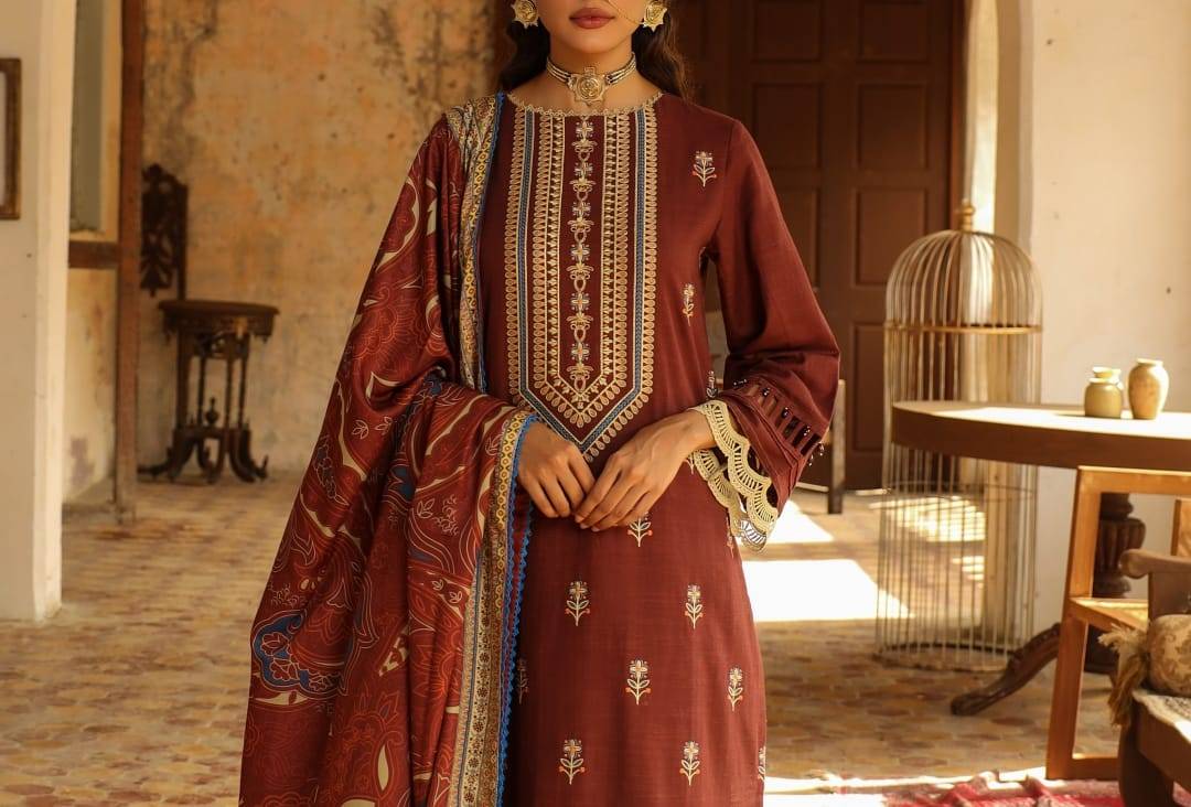 Salitex Mina 3 Piece Unstitched Embroidered Khaddar