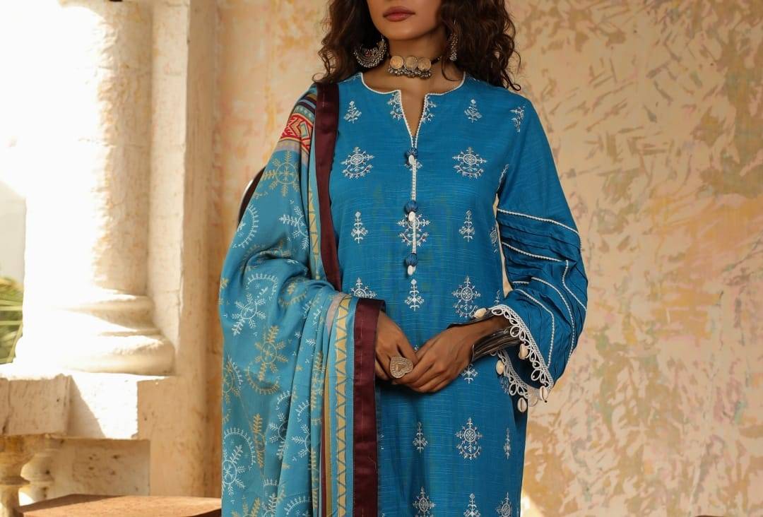 Salitex Mina 3 Piece Unstitched Embroidered Khaddar